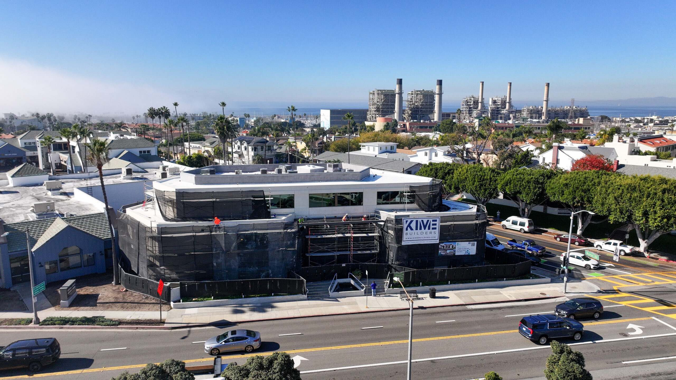 Kime Builders crews working on the Instant InfoSystems construction project in Redondo Beach.